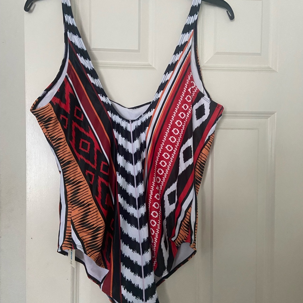 Patterned One-Piece Swimsuit with matching sarong